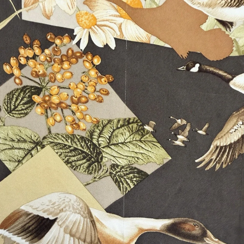 Salvatore Ferragamo 100% Silk Scarf Fox Pheasant Ducks Birds Needs TLC